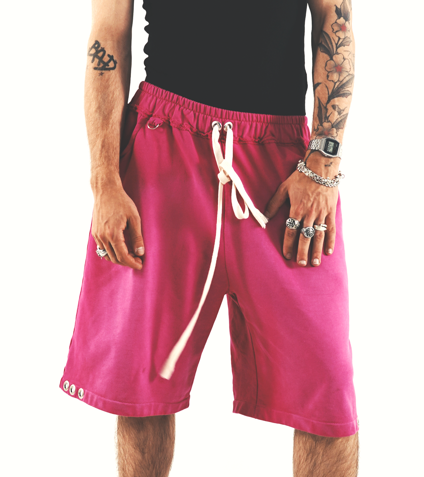 METAL WASHED SHORTS (pink)