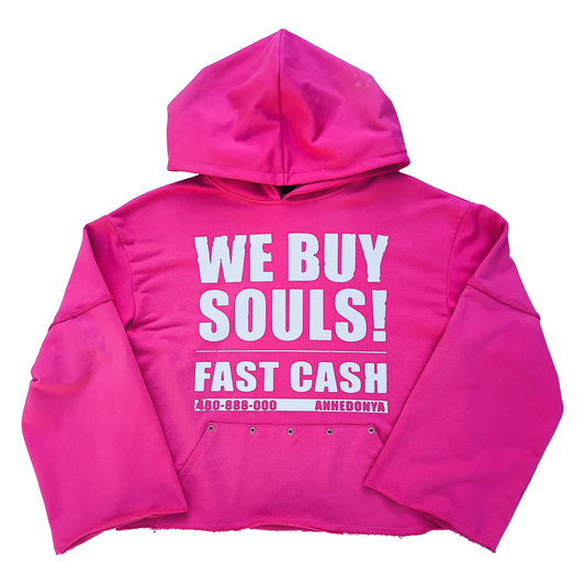 "WE BUY SOULS" CROPPED HOODIE
